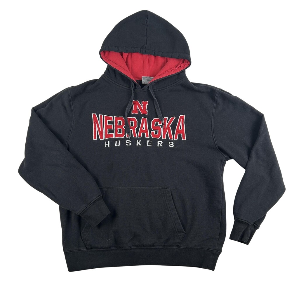Nebraska Cornhuskers Hoodie Sweatshirt Mens Medium Black College Football NCAA